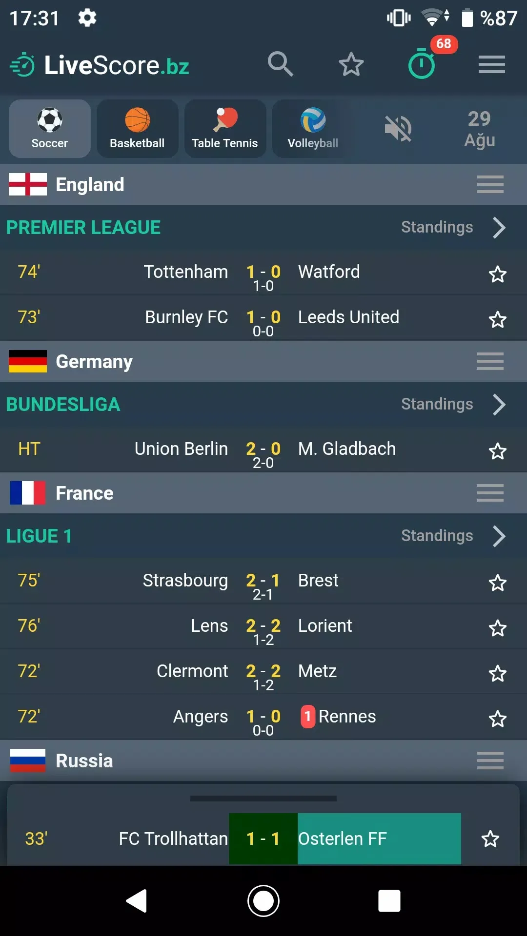 Screenshot LiveScore.bz Screenshot LiveScore.bz