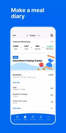 Screenshot MyFitnessPal app