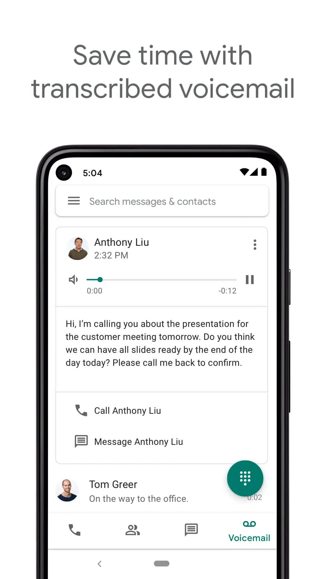 Screenshot Google Voice for Android Screenshot Google Voice for Android