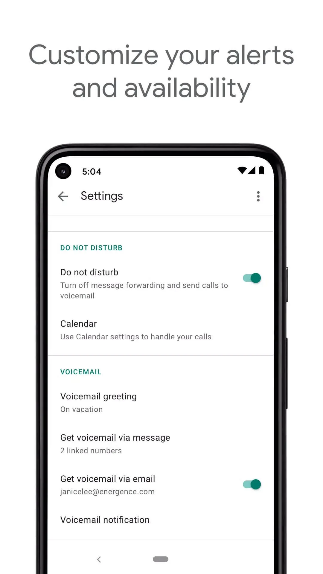 Screenshot Google Voic application Screenshot Google Voic application