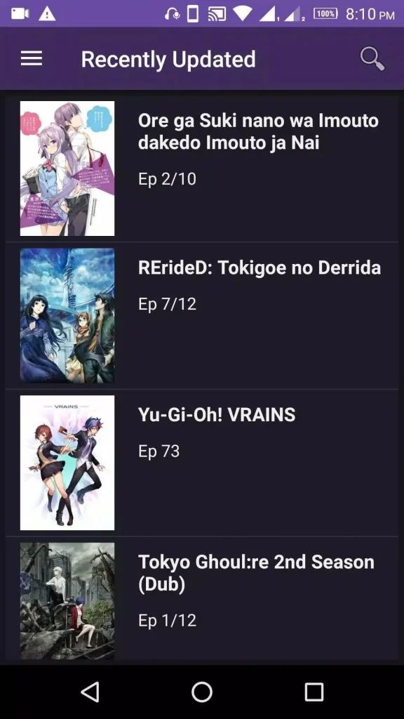 Tangkapan layar aplikasi 9Anime