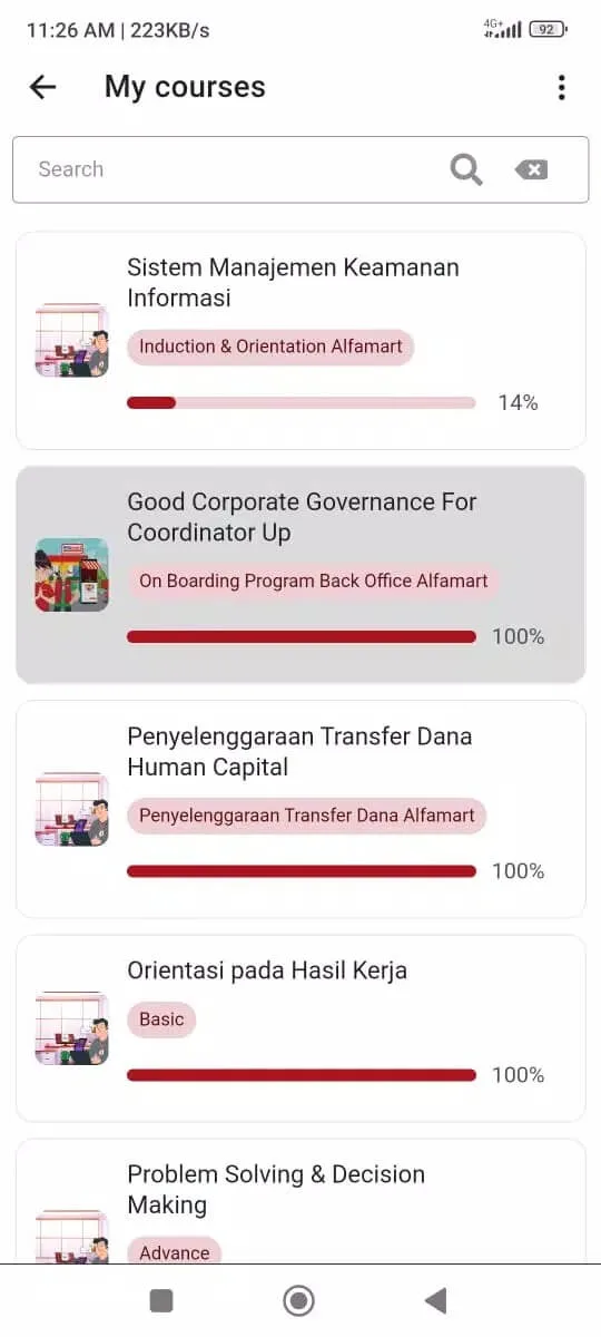 Screenshot Alfa Learning application Screenshot Alfa Learning application